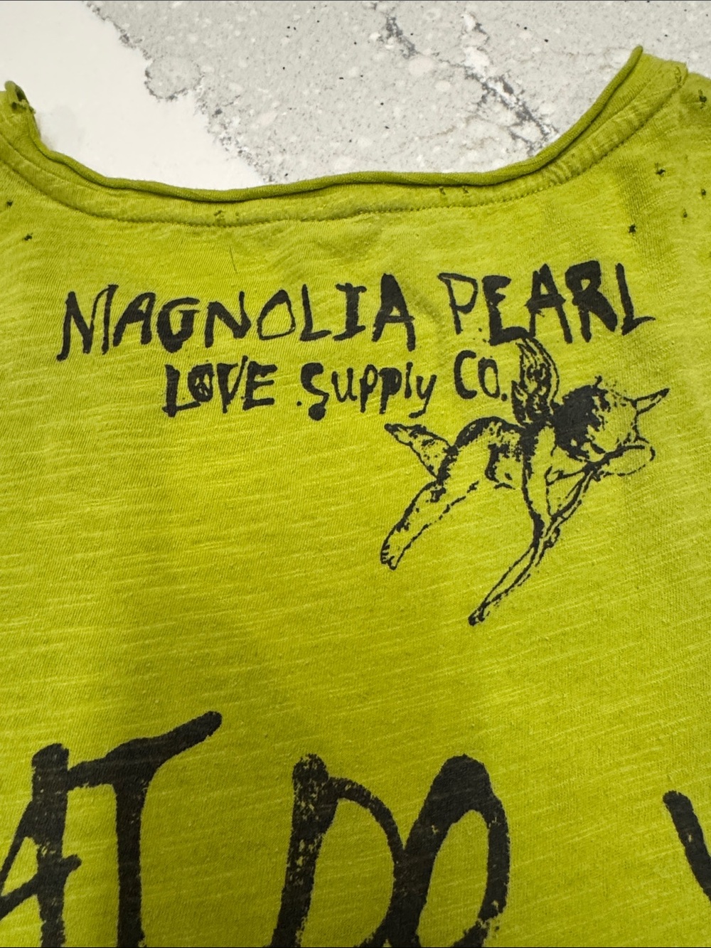Magnolia Pearl Lime Green Graphic Short Sleeve Tee One Size Very Collectible - Picture 4 of 6